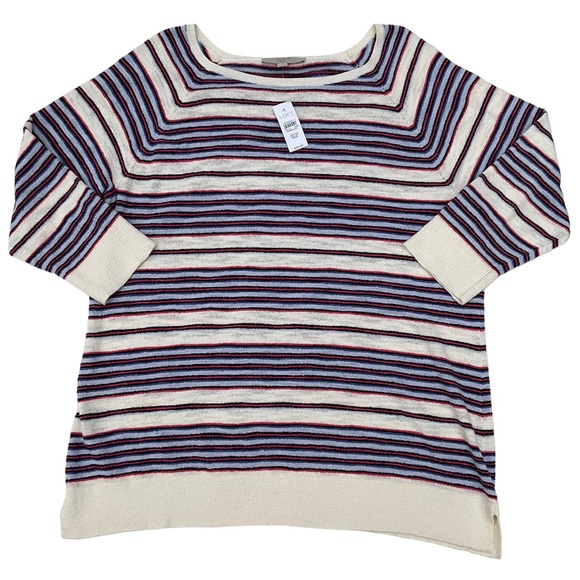 LOFT Sweaters - NWT Loft Plus Striped Sweater Multicoloured Longline Cotton Blend Boxy Top
